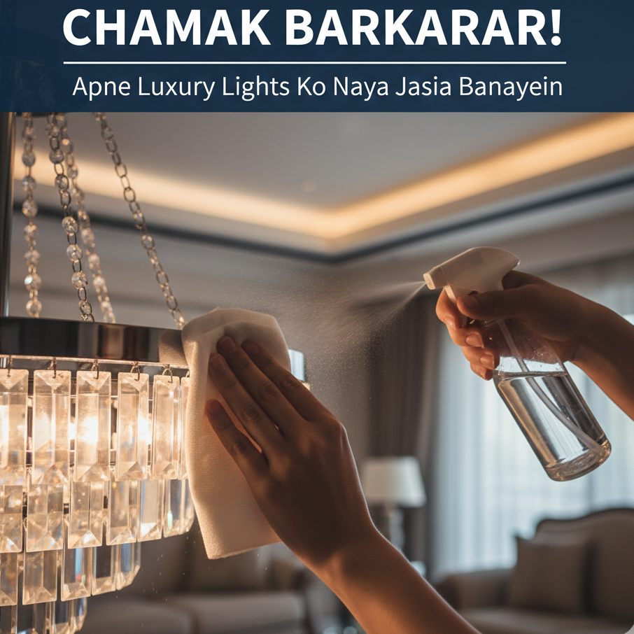 A person carefully cleaning a decorative bedroom wall lamp with a soft cloth to maintain its shine and prevent dust buildup.